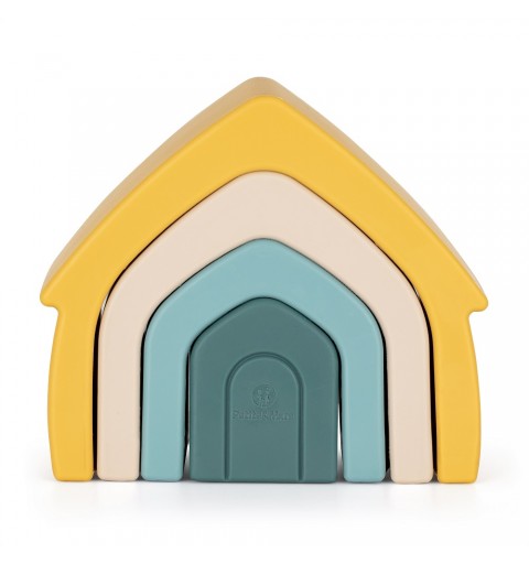 Petite&Mars  Silikonowa zabawka, układanka House 12m+ | Intense Ochre