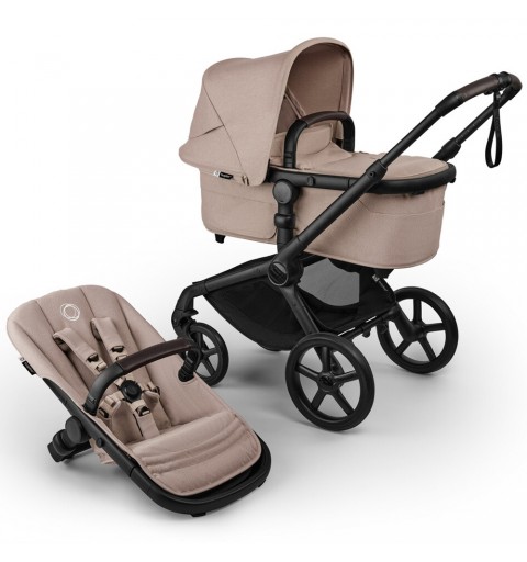 Bugaboo Fox 5 Renew - wózek wielofunkcyjny, zestaw 2w1 z opcją 3w1 i 4w1 | Black / Desert Taupe - Desert Taupe Melange
