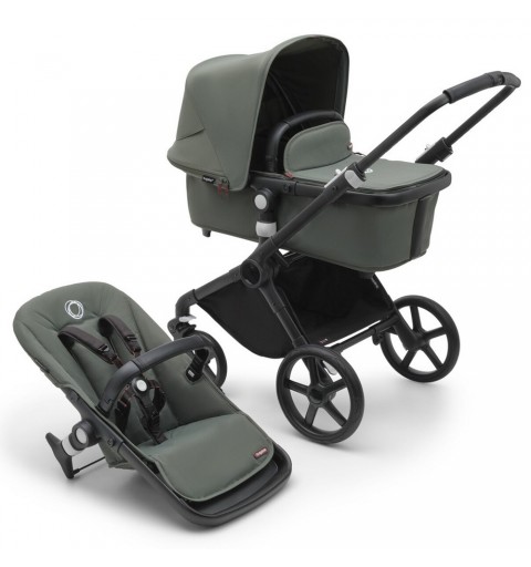 Bugaboo Fox Cub - wózek wielofunkcyjny, zestaw 2w1 z opcją 3w1 i 4w1 | Black / Forest Green / Forest Green