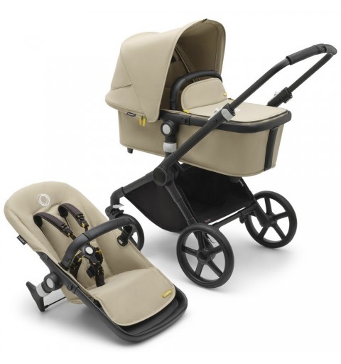 Bugaboo Fox Cub - wózek wielofunkcyjny, zestaw 2w1 z opcją 3w1 i 4w1 | Black / Desert Beige / Desert Beige