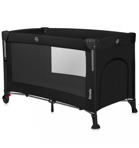 Lionelo Ellen - łóżeczko turystyczne 3w1 z opuszczanym bokiem  | Black Carbon