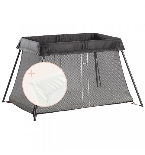 BabyBjorn - łóżeczko turystyczne Light z prześcieradłem | Czarny