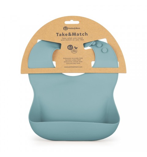 Petite& Mars Take&Match - śliniak silikonowy 6m+ | Frosted Sky