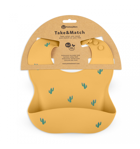 Petite& Mars Take&Match - śliniak silikonowy 6m+ | Ochre Cacti