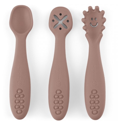 Petite& Mars Take&Match - Zestaw silikonowych łyżeczek do nauki jedzenia 3 szt. 6m+ | Velvet Latte